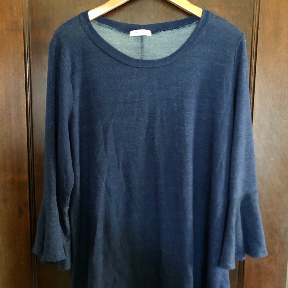 Persaya Bell Sleeve Blue Top